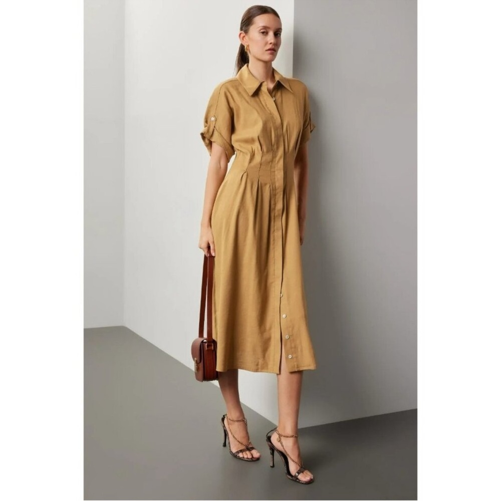 Veronica Beard Adavi Midi Maxi Linen-Blend Adavi Shirt Dress 6